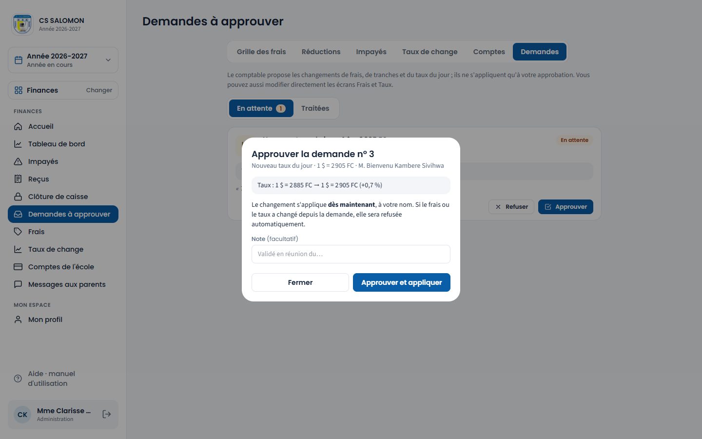 Approbation d'une demande (ordinateur)