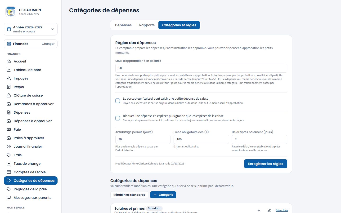 Règles des dépenses (ordinateur)