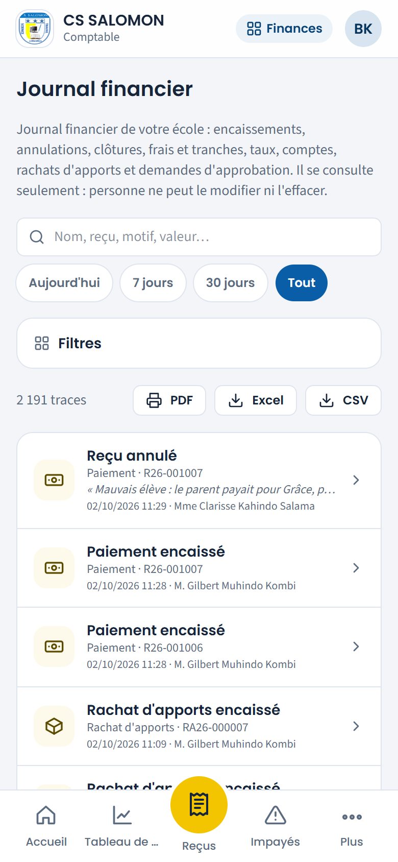 Journal financier (téléphone)