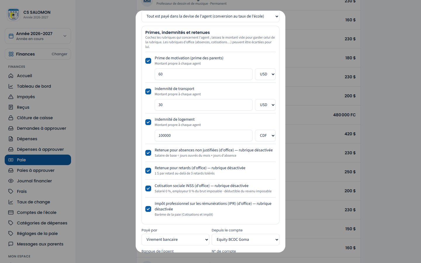 Fiche salariale du préfet (ordinateur)