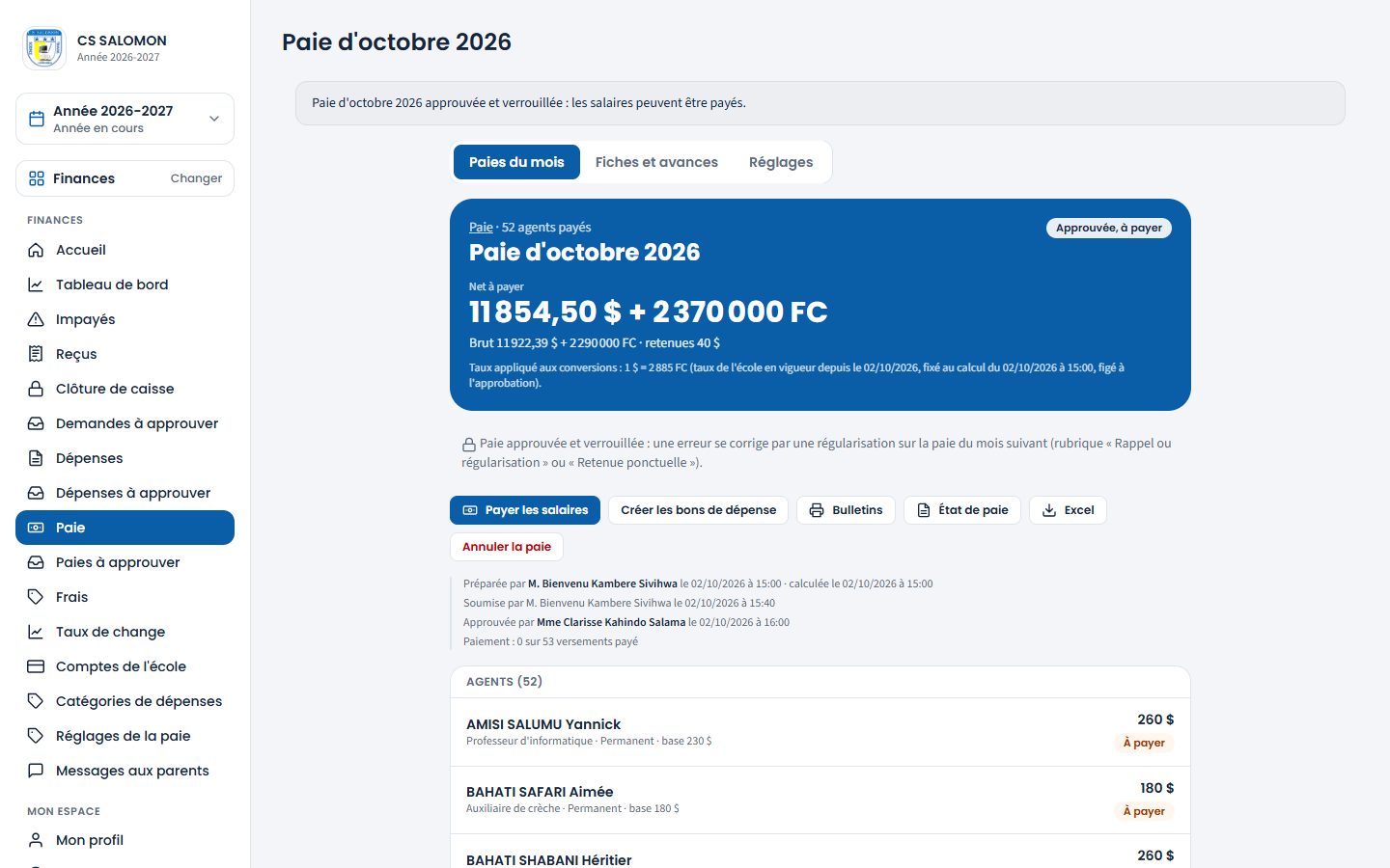 Paie approuvée à payer (ordinateur)