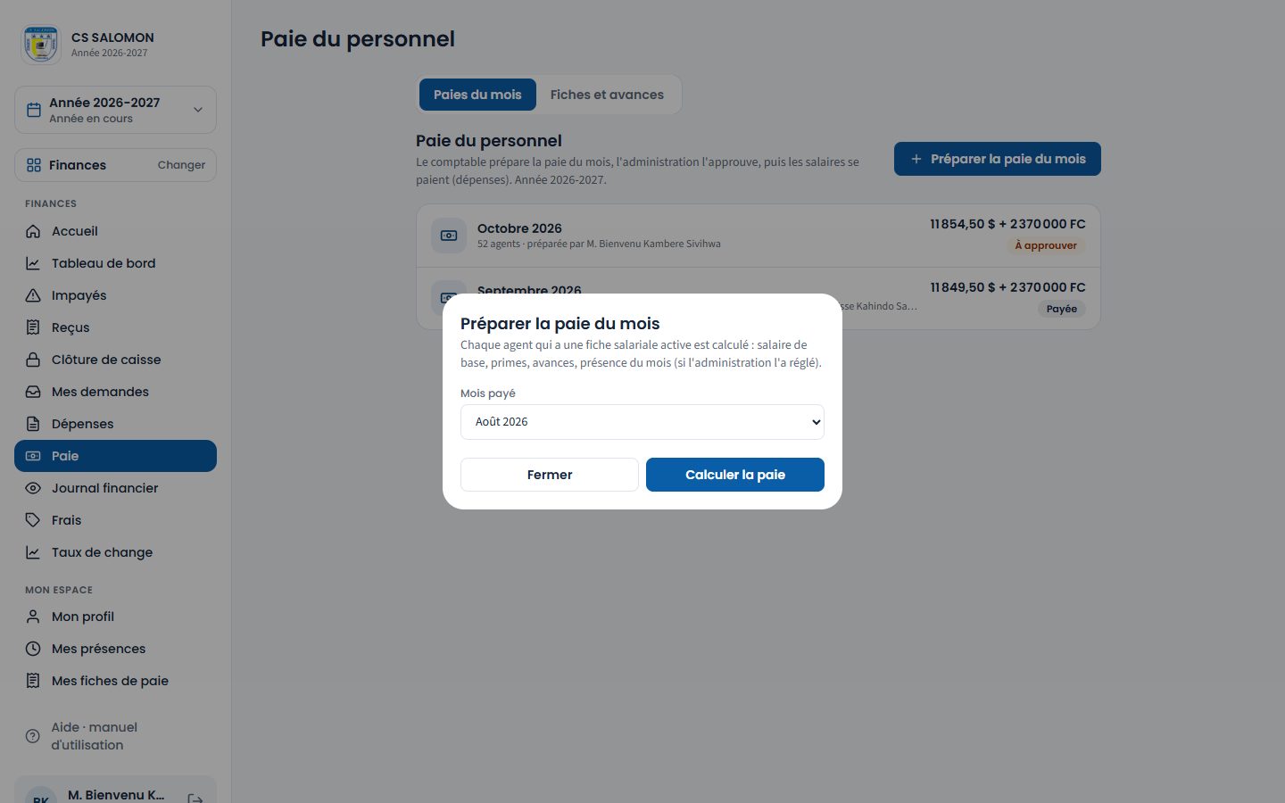 Préparer la paie du mois (ordinateur)