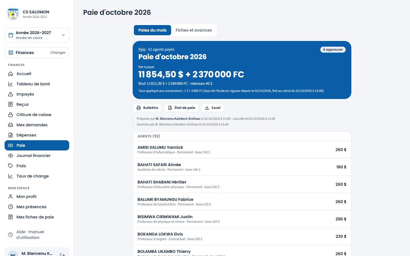 Paie d'octobre 2026 (ordinateur)