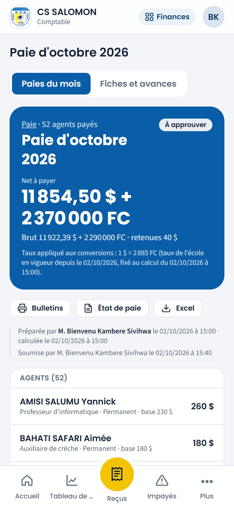 Paie d'octobre 2026 (téléphone)