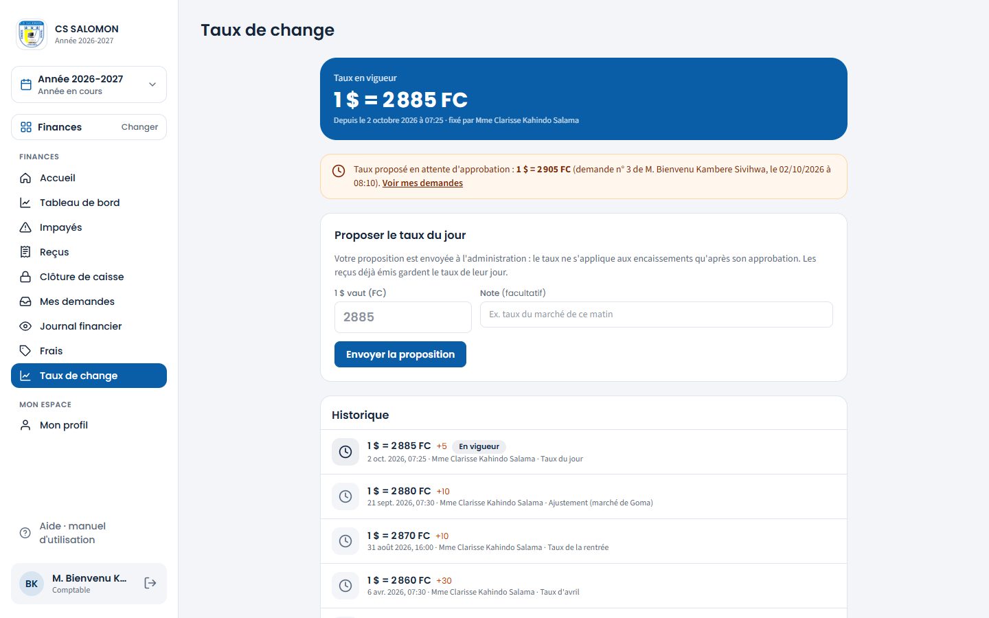 Taux de change vu par le comptable (ordinateur)