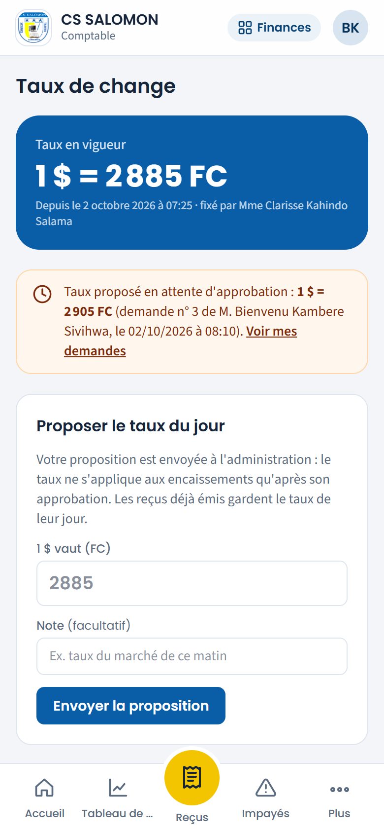 Taux de change vu par le comptable (téléphone)