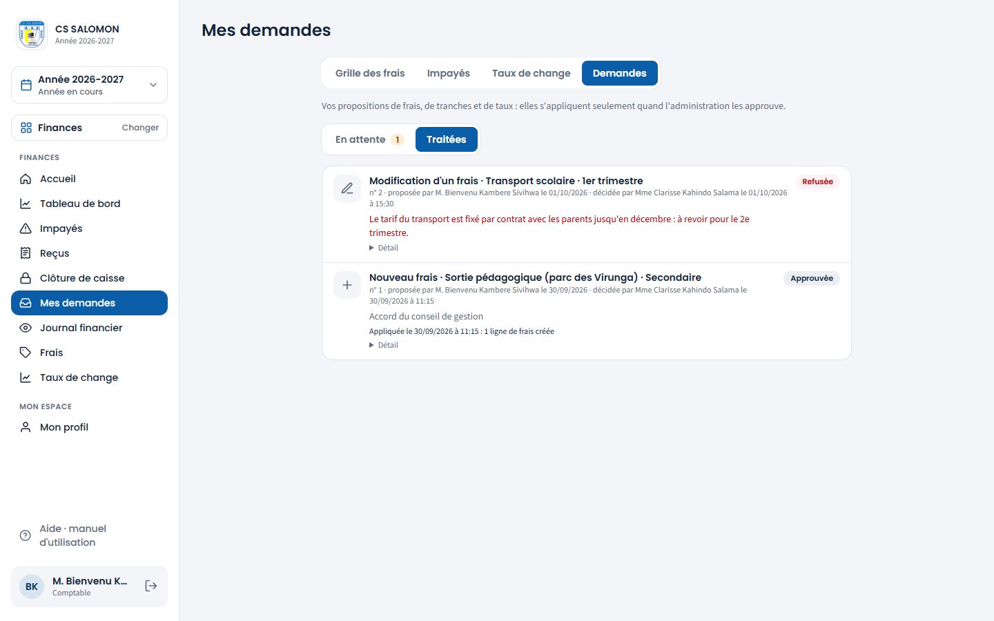Mes demandes traitées (ordinateur)