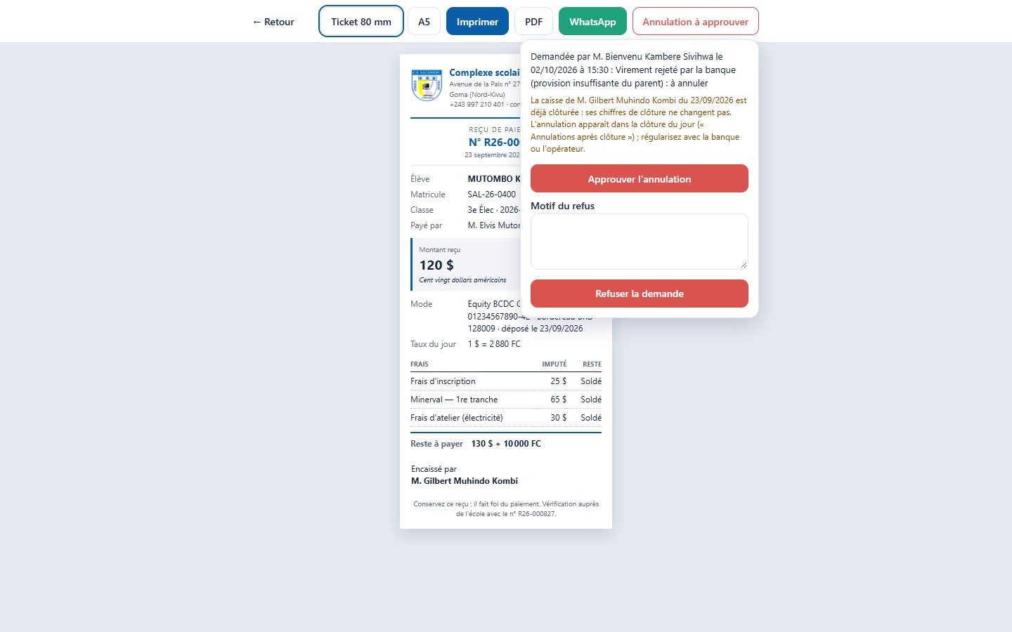 Demande d'annulation à approuver (ordinateur)