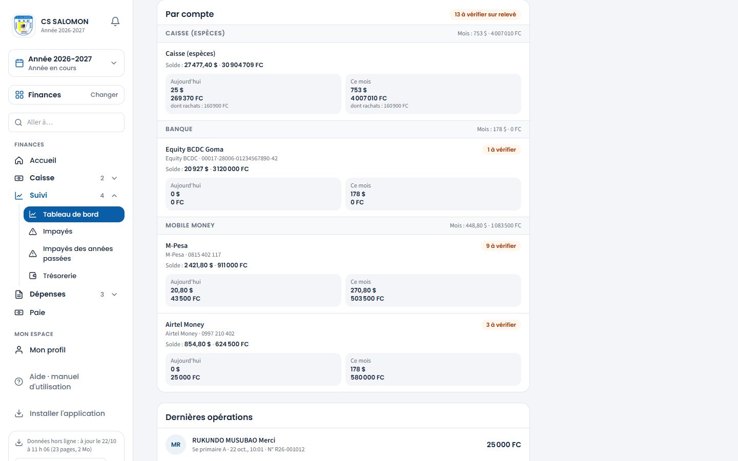 Encaissé par compte (ordinateur)