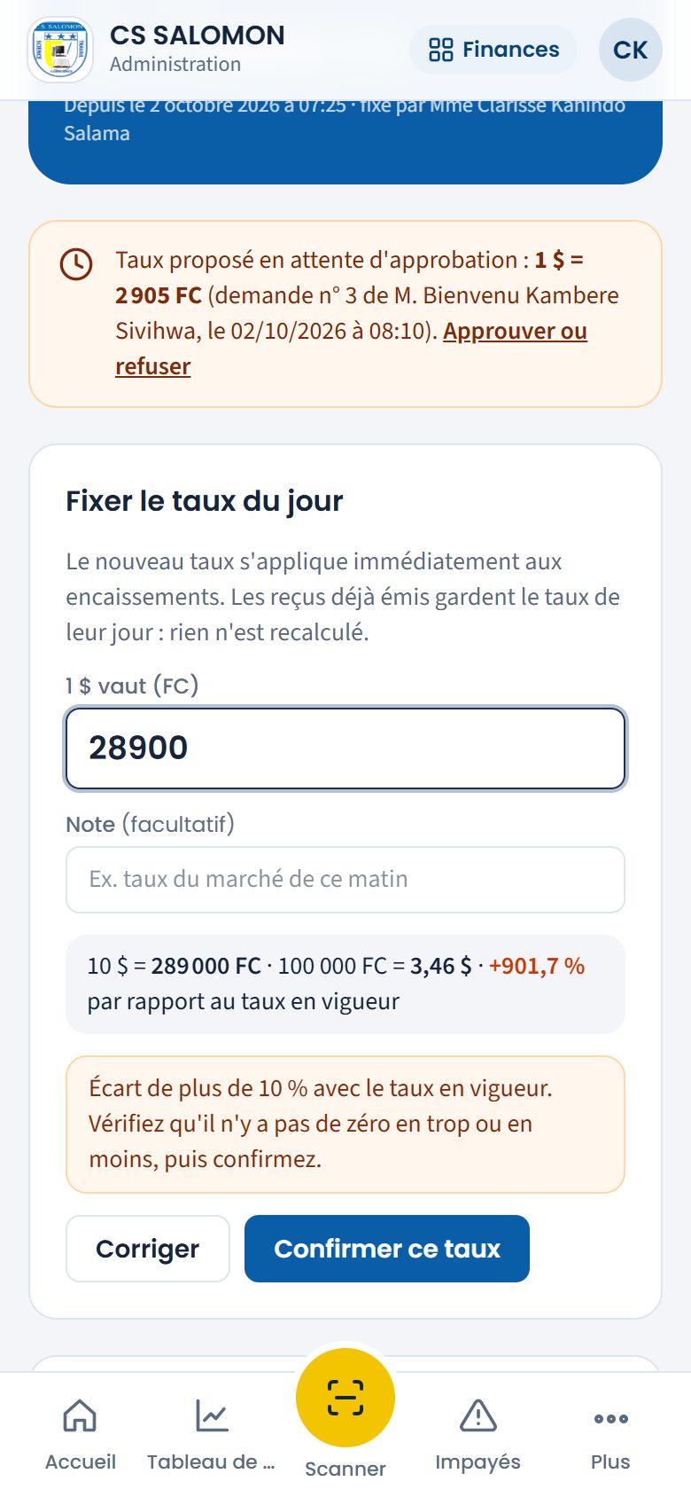 Garde-fou d'un écart de plus de 10 % (téléphone)