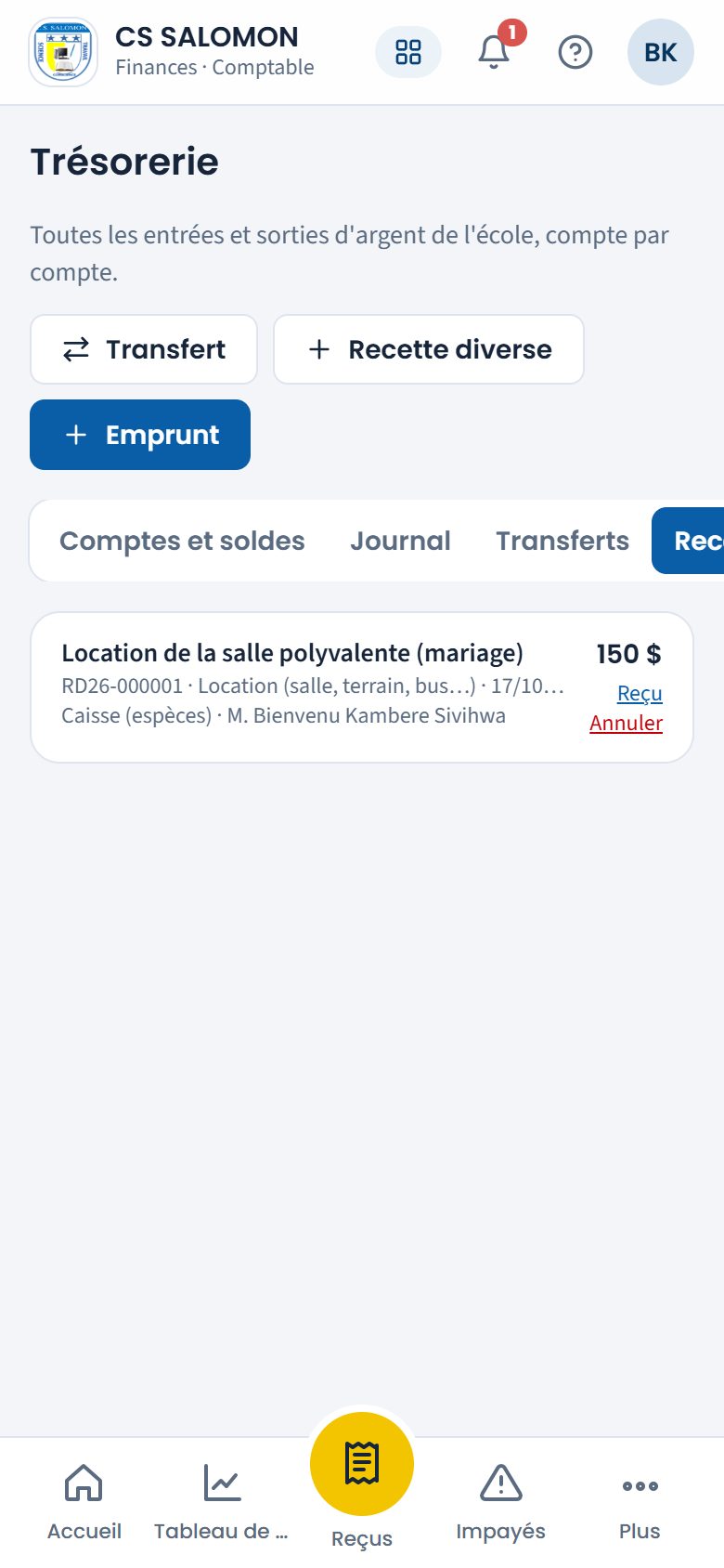 Liste des recettes diverses (téléphone)