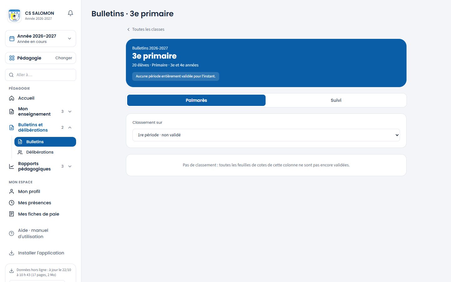 Bulletins vus par la titulaire (ordinateur)
