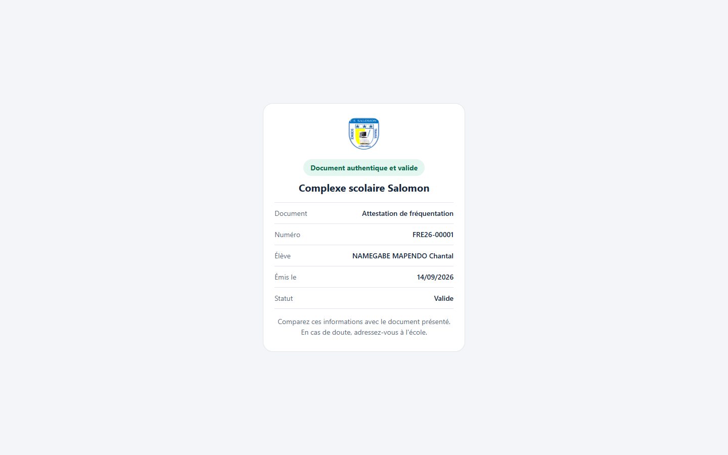 Vérification publique d'un document valide (ordinateur)