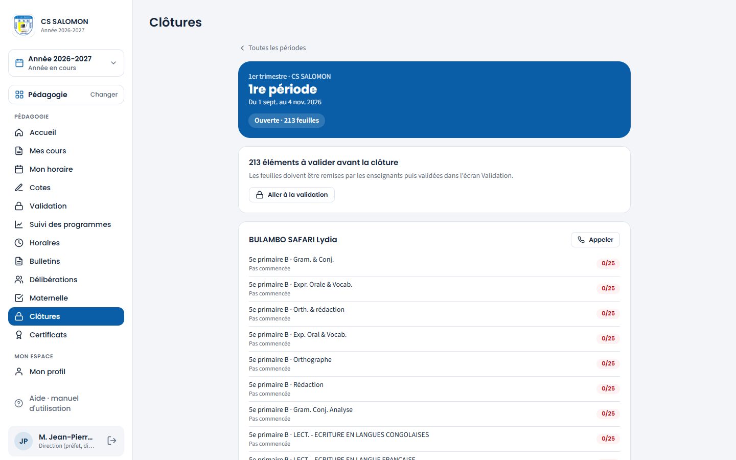 Ce qui bloque la clôture de la 1re période (ordinateur)