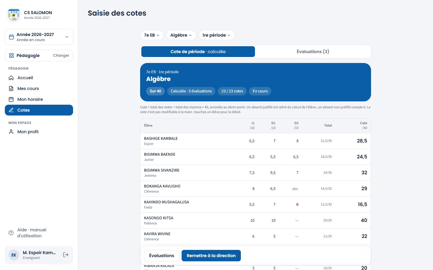 Récapitulatif d'Algèbre et remise (ordinateur)