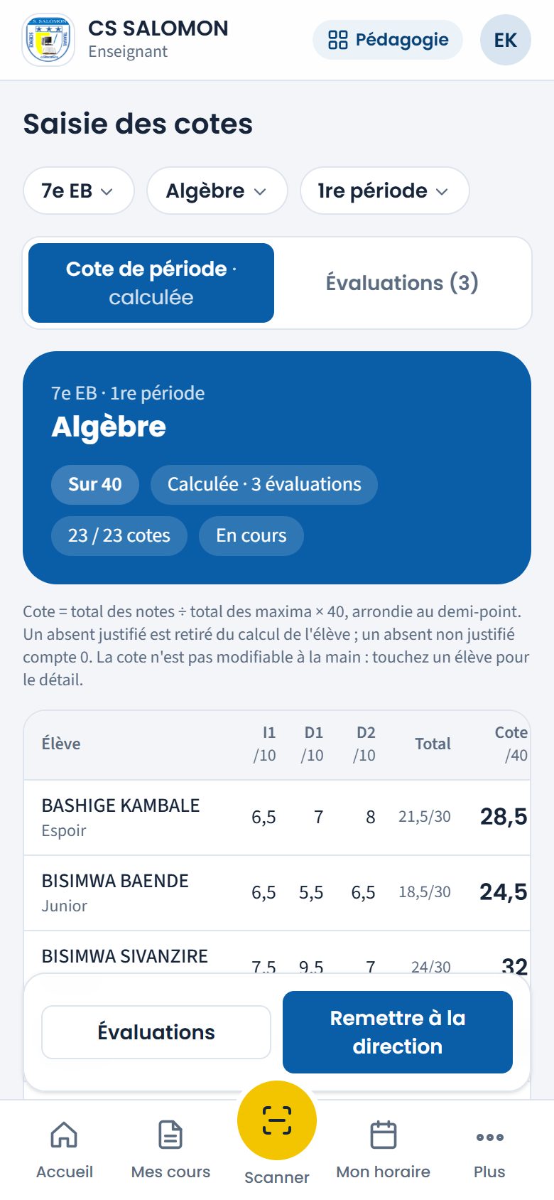 Récapitulatif d'Algèbre et remise (téléphone)