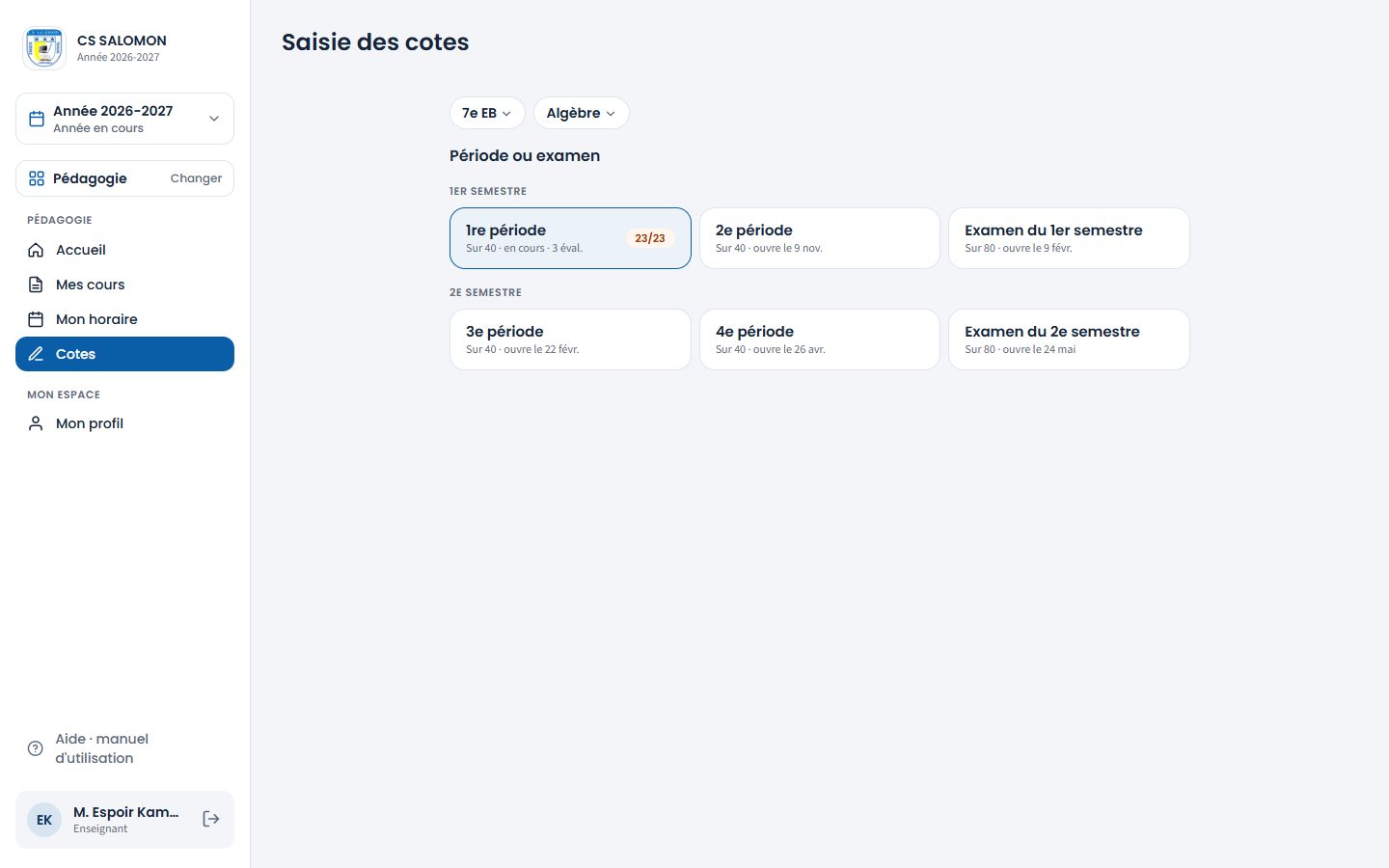 Choix de la période (ordinateur)