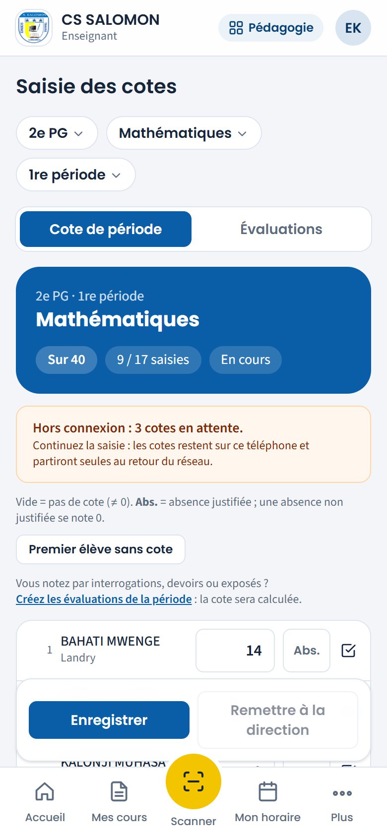 Saisie hors connexion (téléphone)
