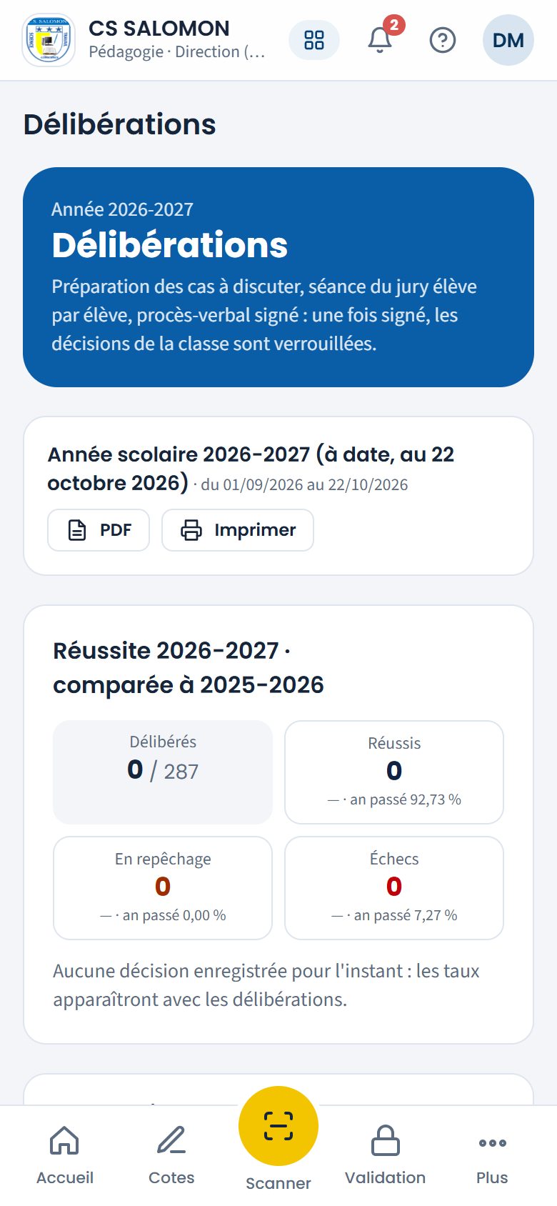Liste des délibérations du secondaire (téléphone)