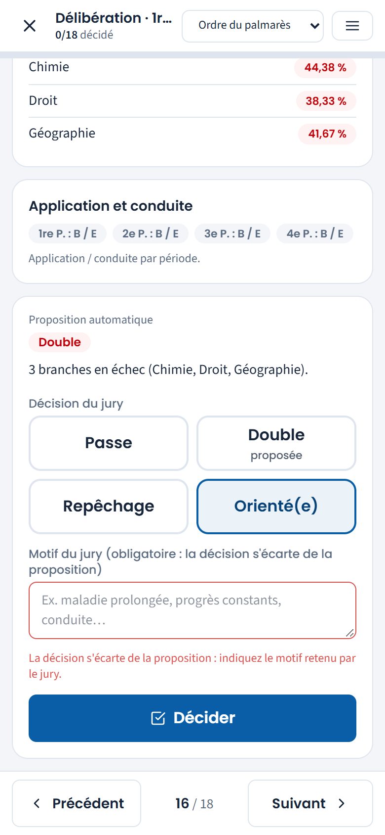 Motif obligatoire quand la décision s'écarte de la proposition (téléphone)