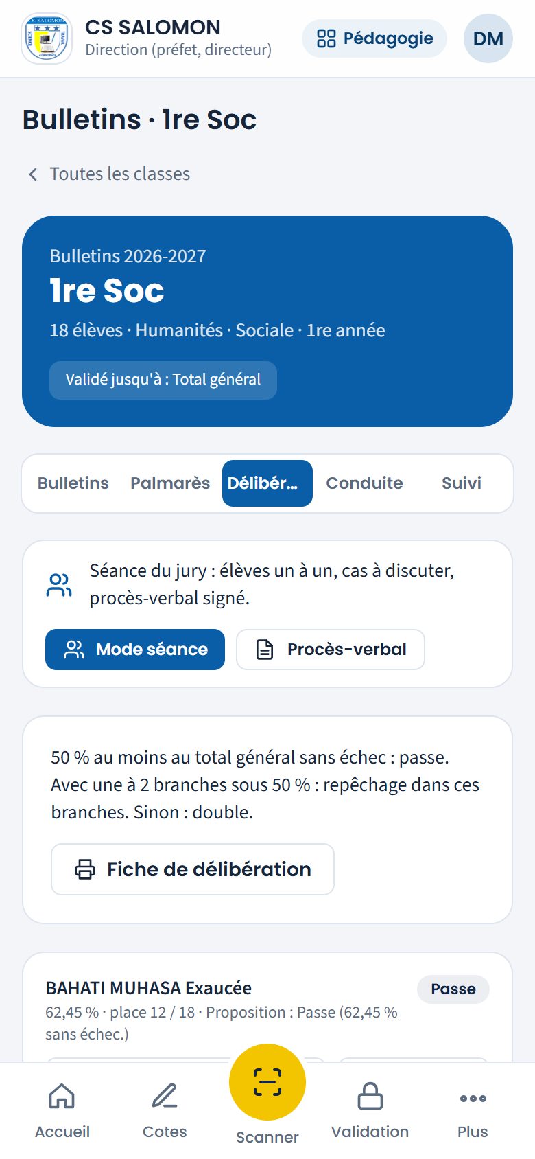 Liste des décisions après l'application des propositions (téléphone)