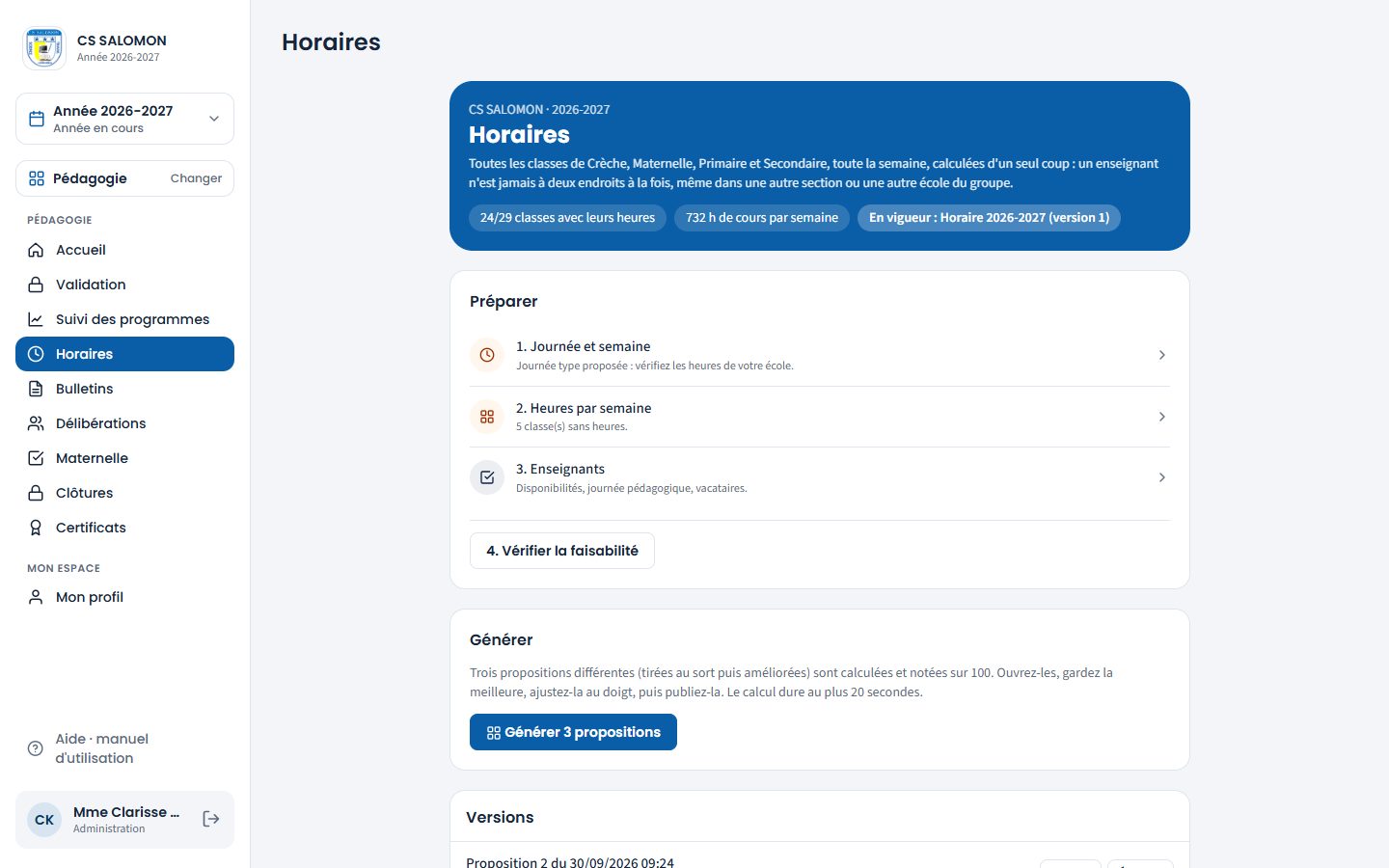 Écran Horaires (ordinateur)