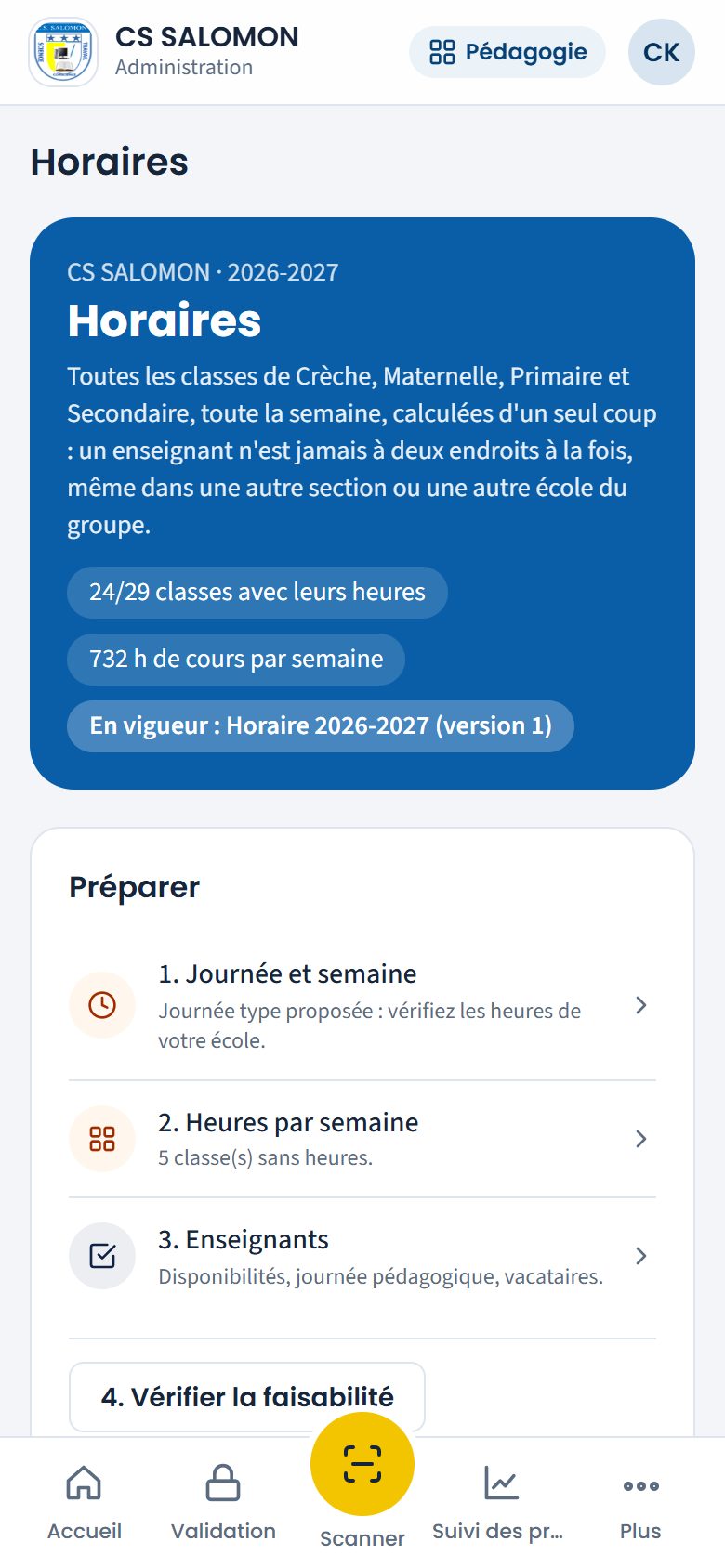 Écran Horaires (téléphone)