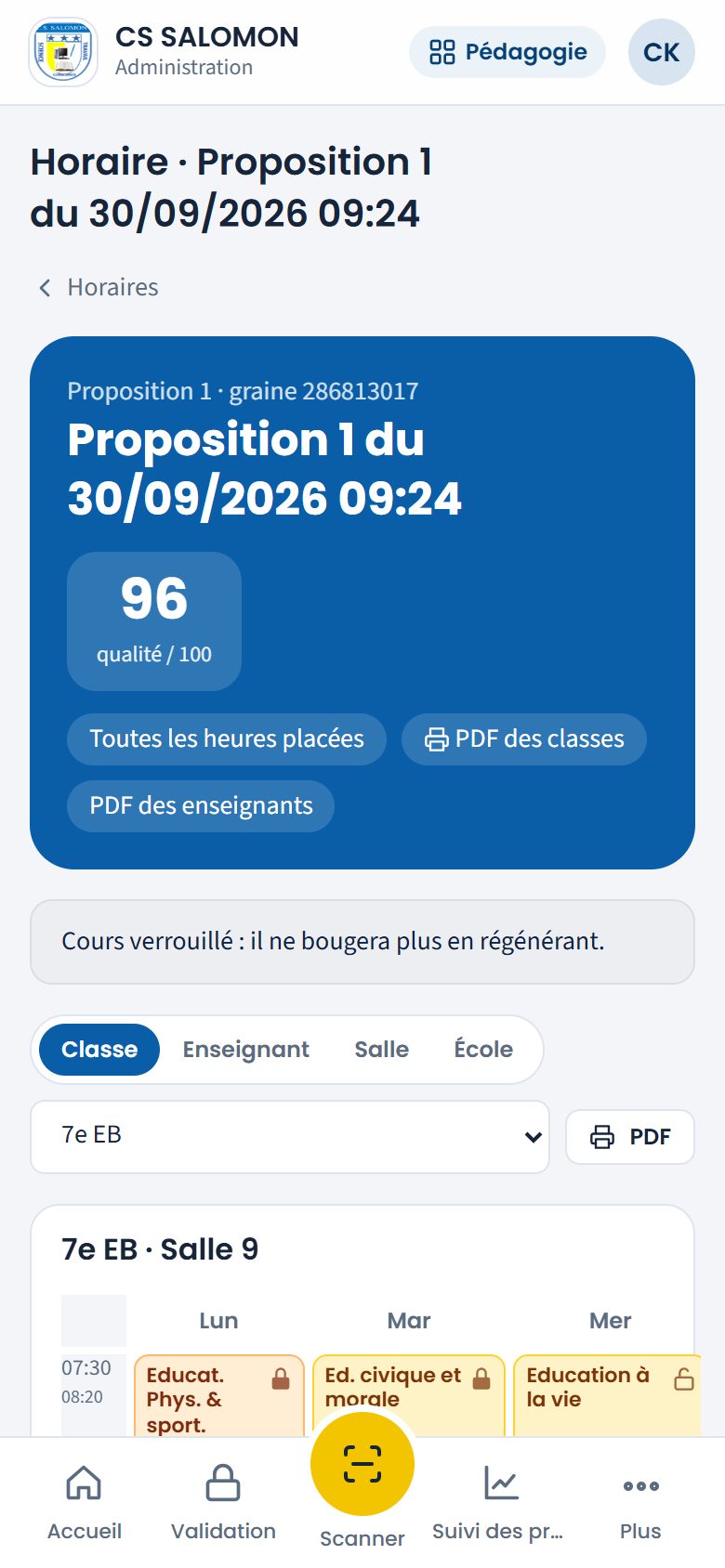 Cours verrouillé (téléphone)