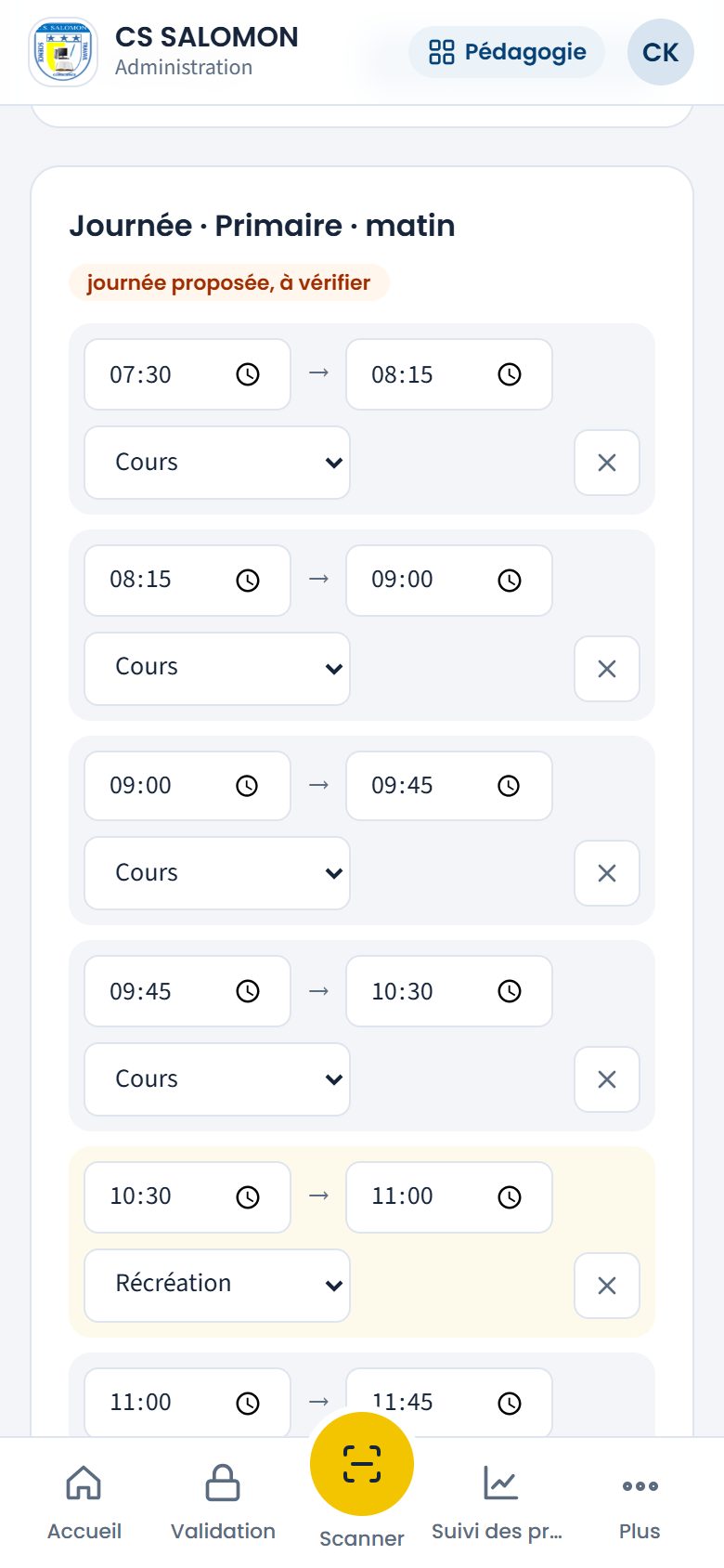 La journée d'une section (téléphone)