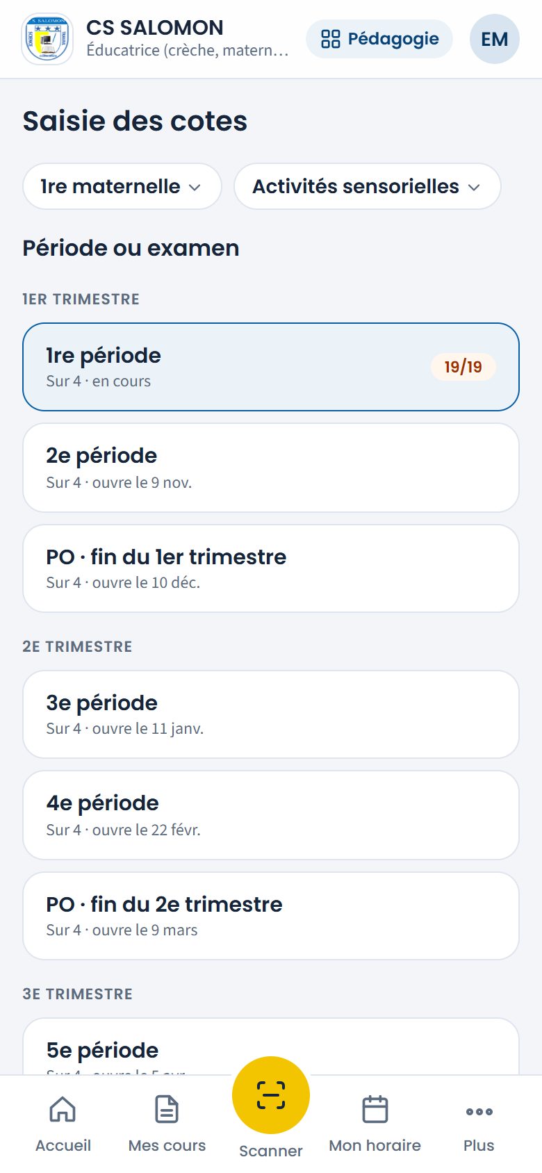 Choix de la période ou du PO (téléphone)