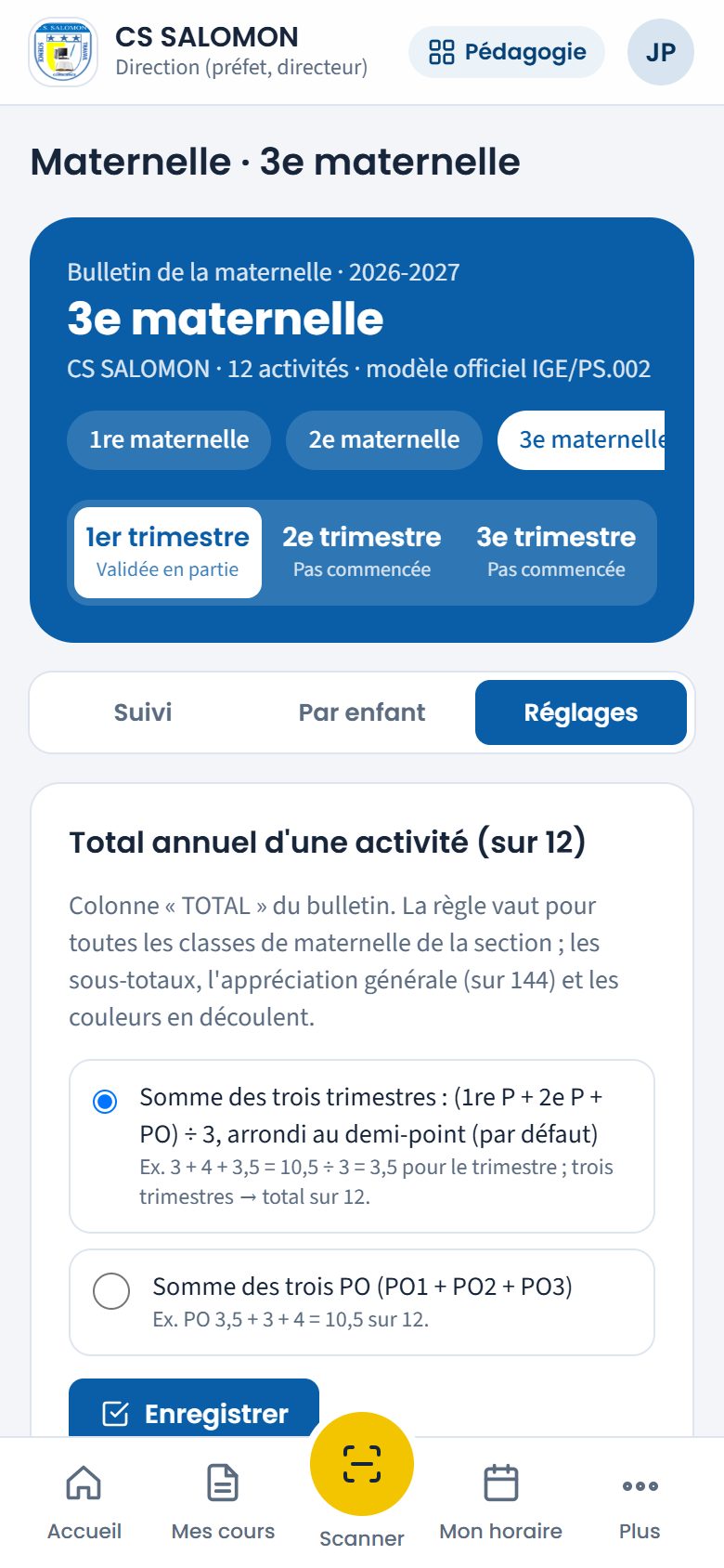 Réglage du total annuel (téléphone)