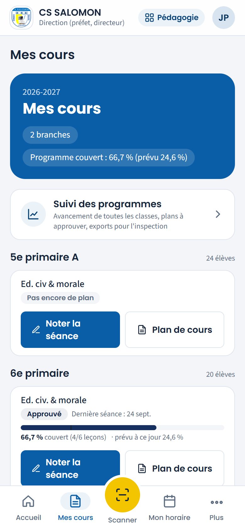 Mes cours du directeur qui enseigne (téléphone)