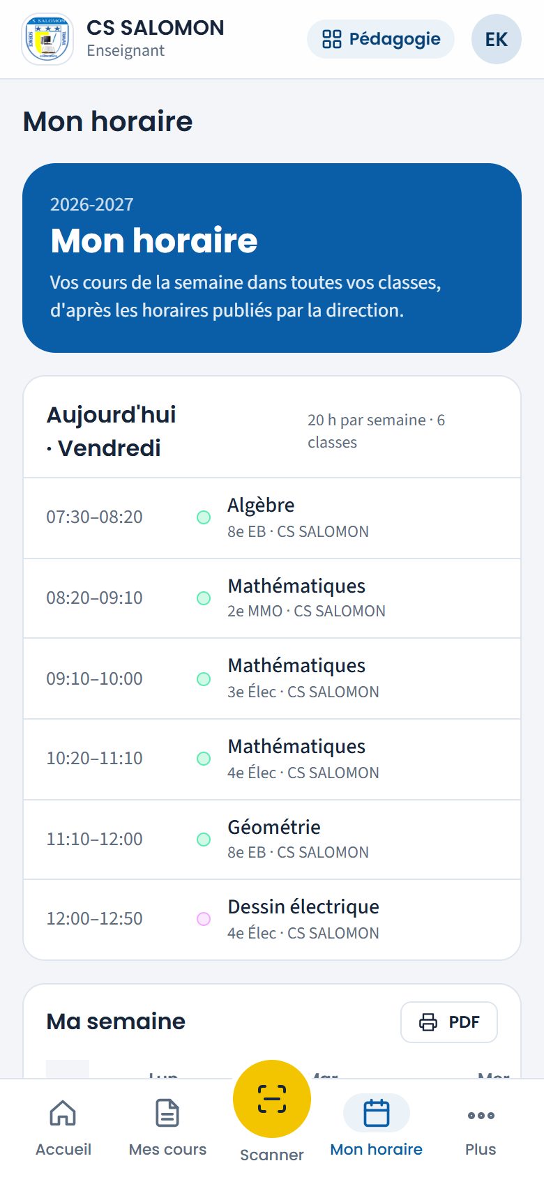 Mon horaire de M. Espoir Kambale Vutsoro (téléphone)