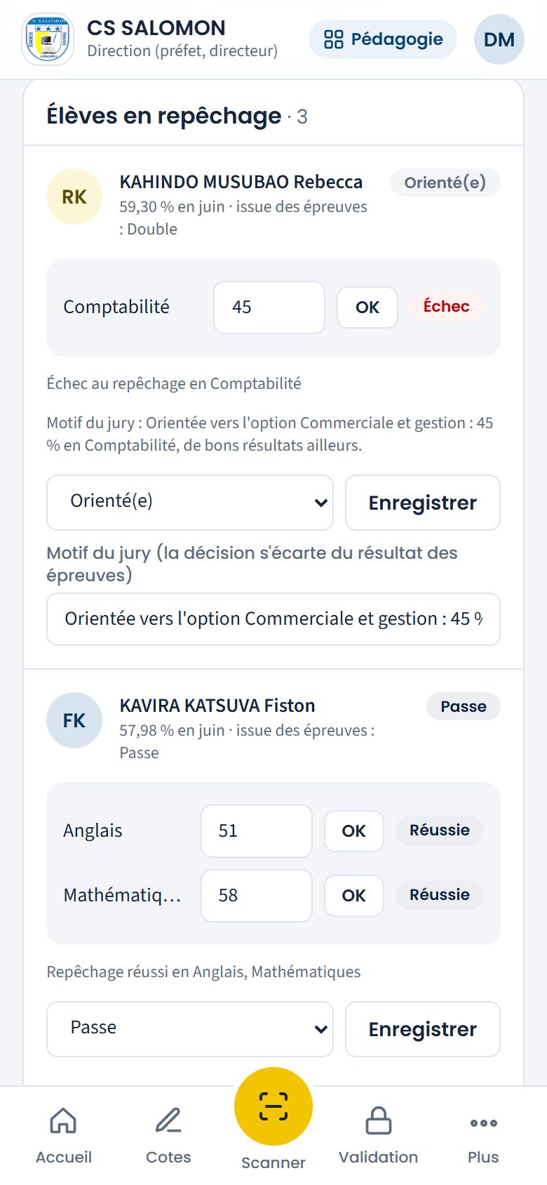 Décision finale du jury, avec motif (téléphone)