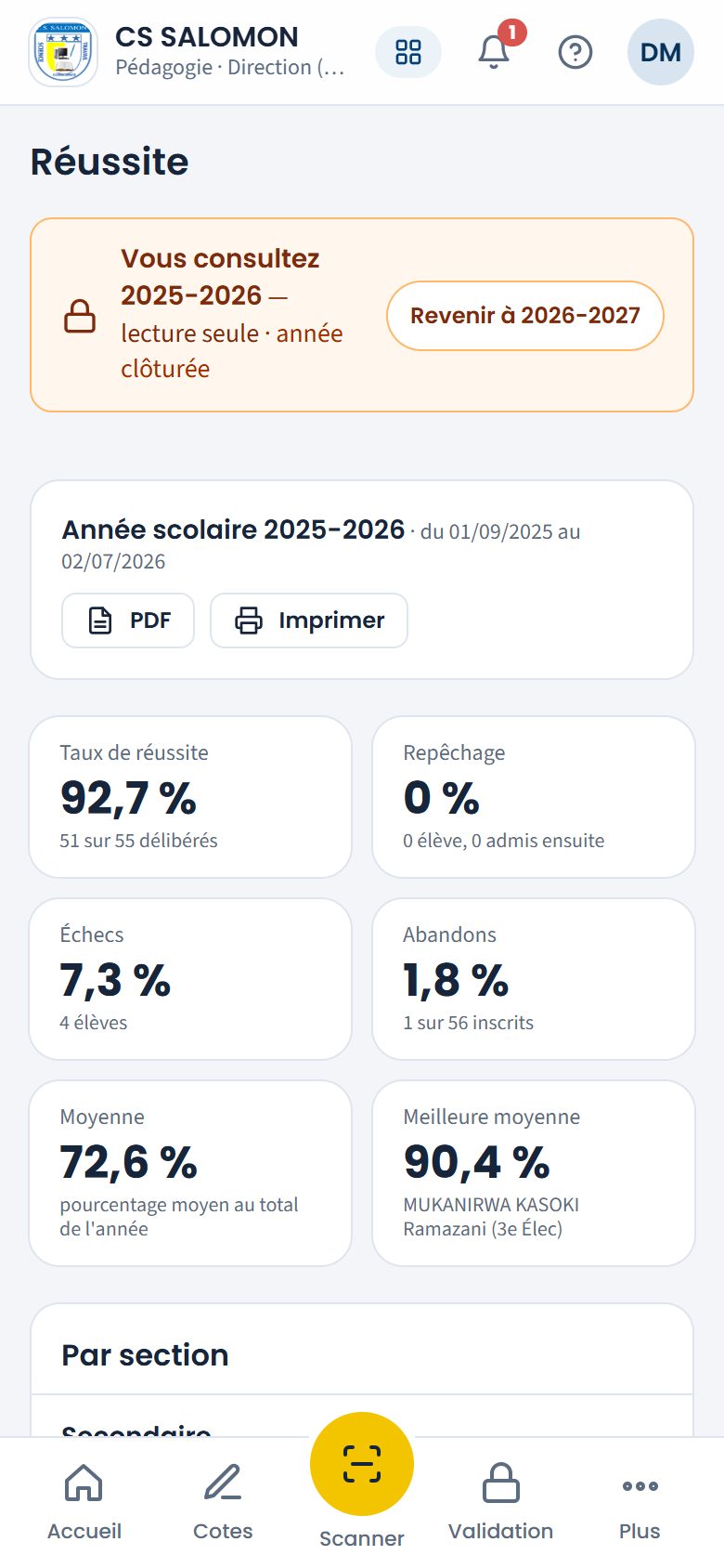 Réussite de l'année 2025-2026 (téléphone)