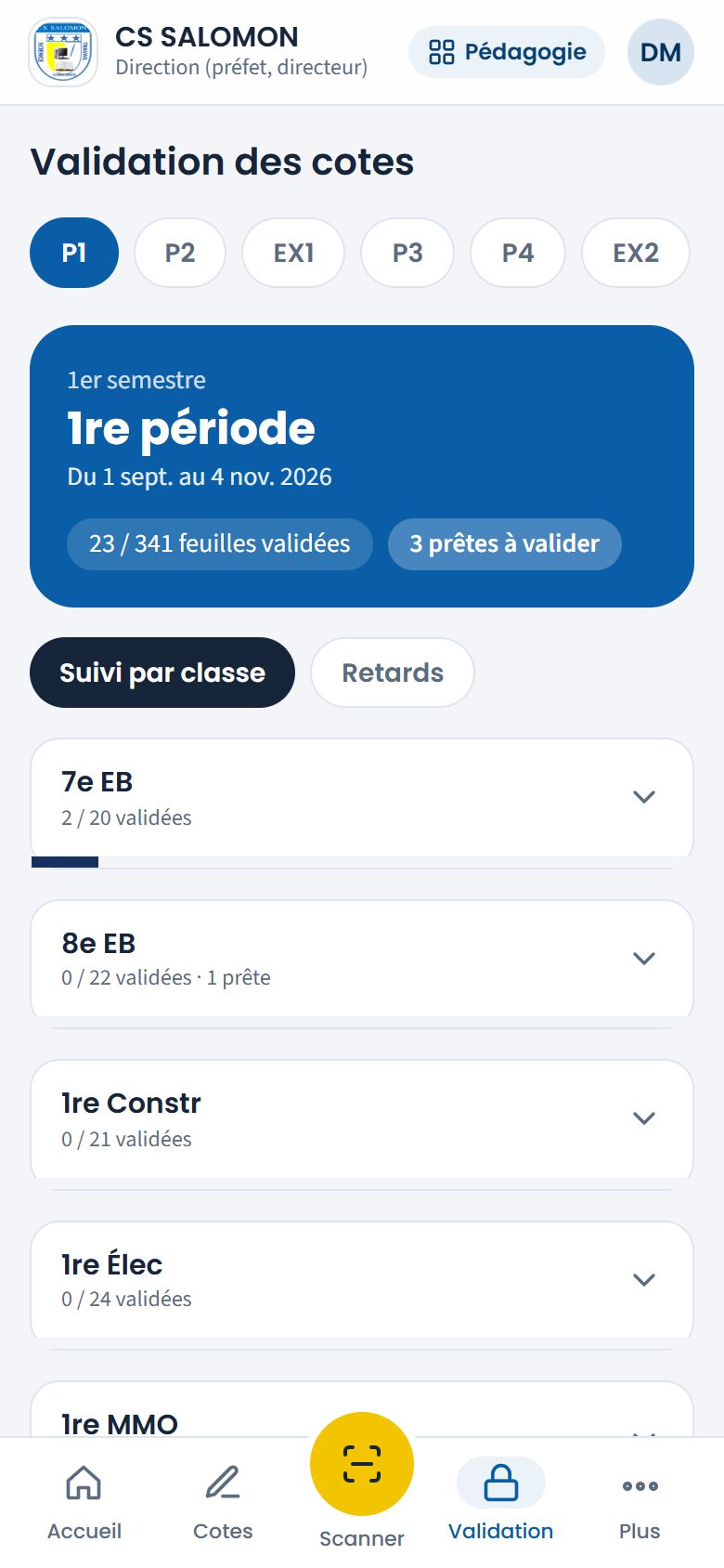 Validation des cotes du secondaire (téléphone)
