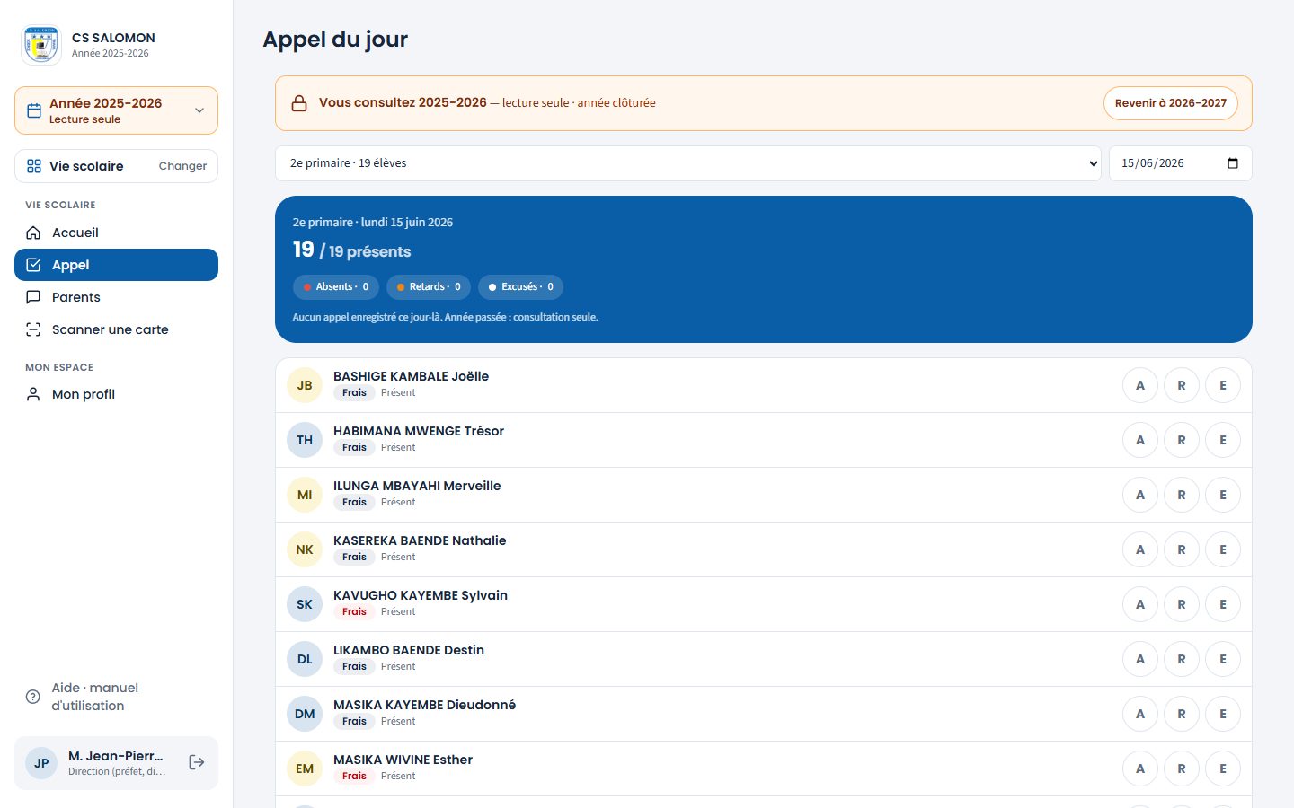 Appel d'une année passée (ordinateur)