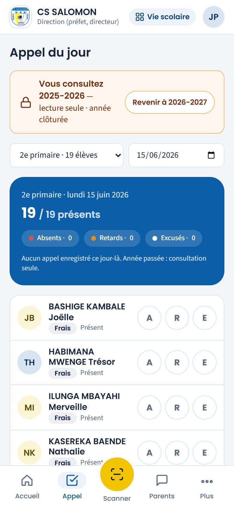 Appel d'une année passée (téléphone)