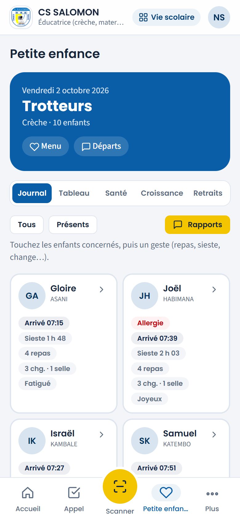 Journal du groupe Trotteurs (téléphone)