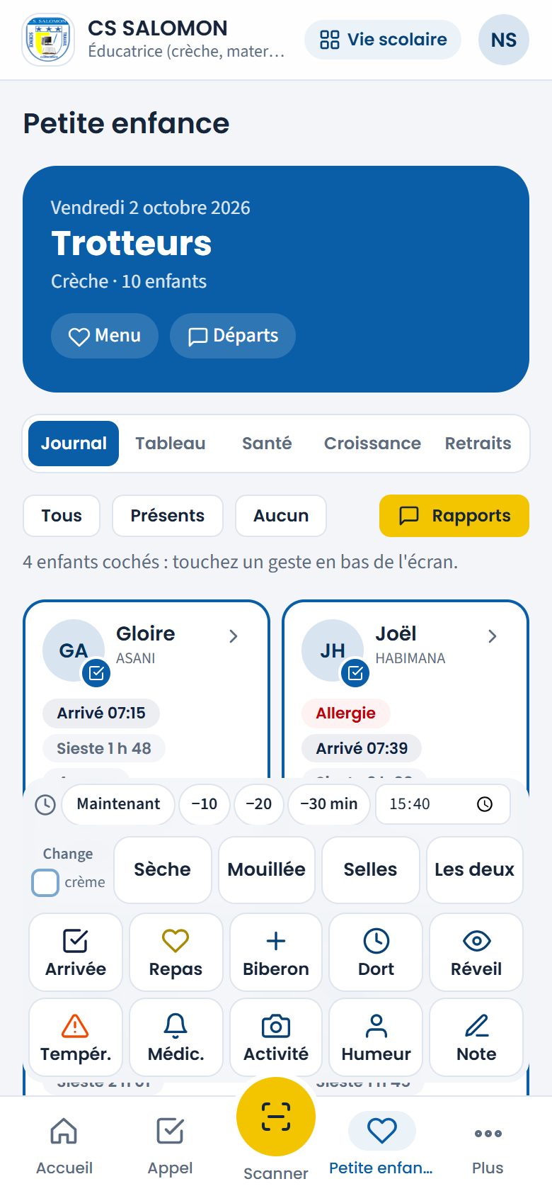 Heure du geste « il y a 20 minutes » (téléphone)