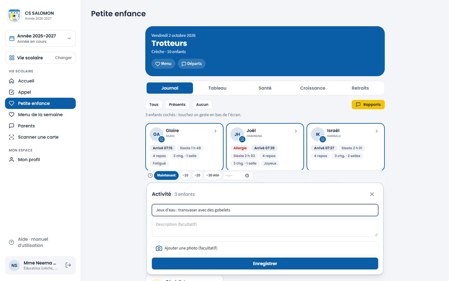 Panneau Activité (ordinateur)