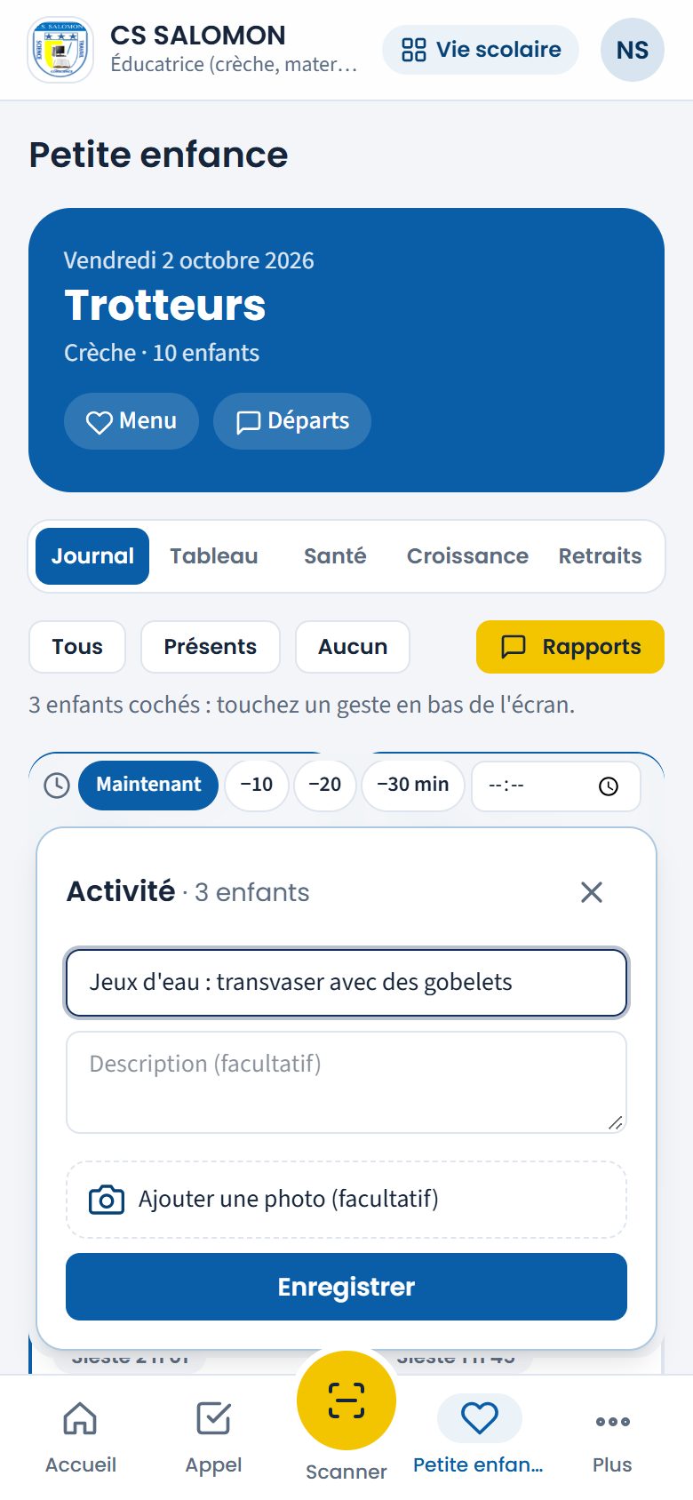 Panneau Activité (téléphone)