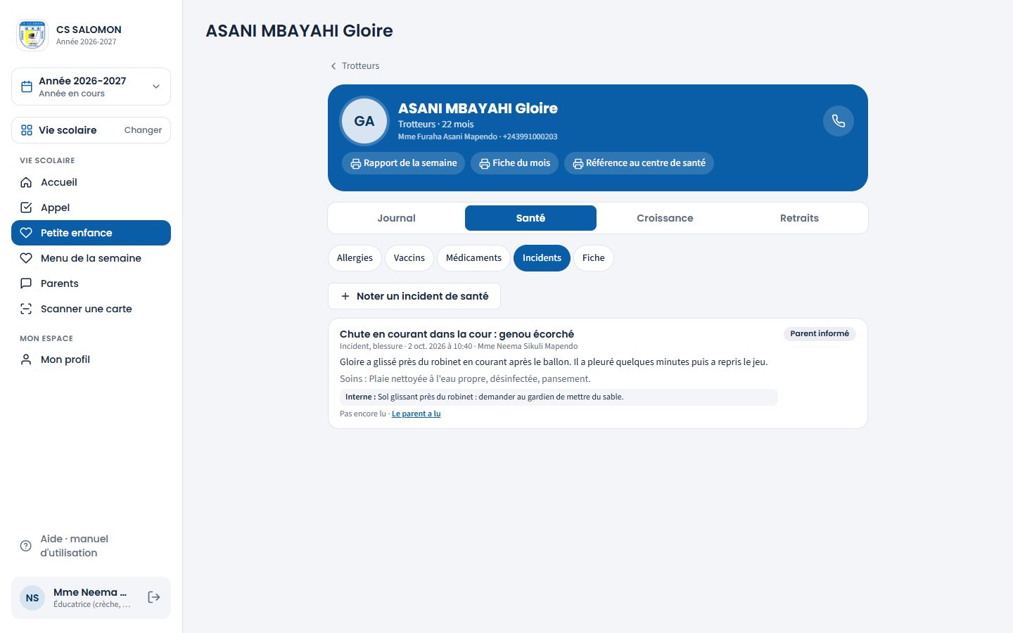 Incident de Gloire ASANI (ordinateur)