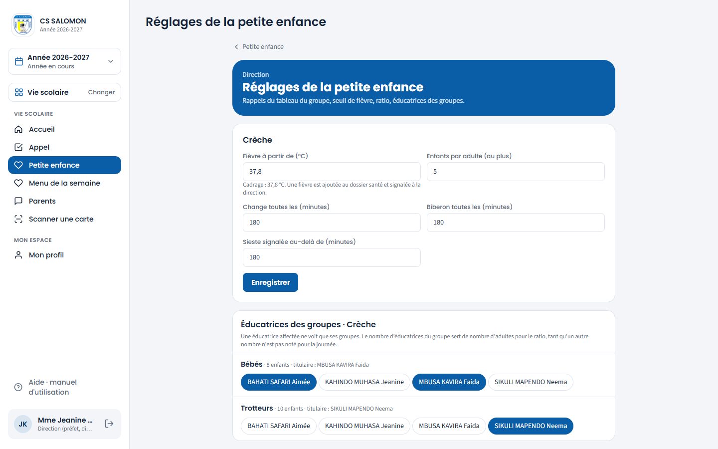 Réglages de la petite enfance (ordinateur)