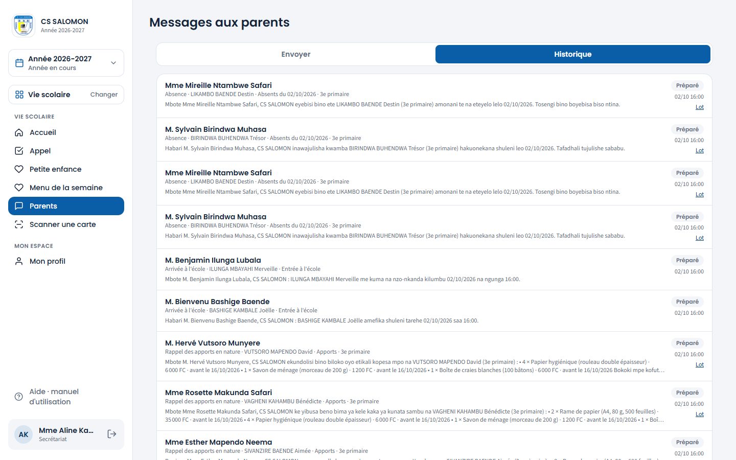Historique des messages (ordinateur)
