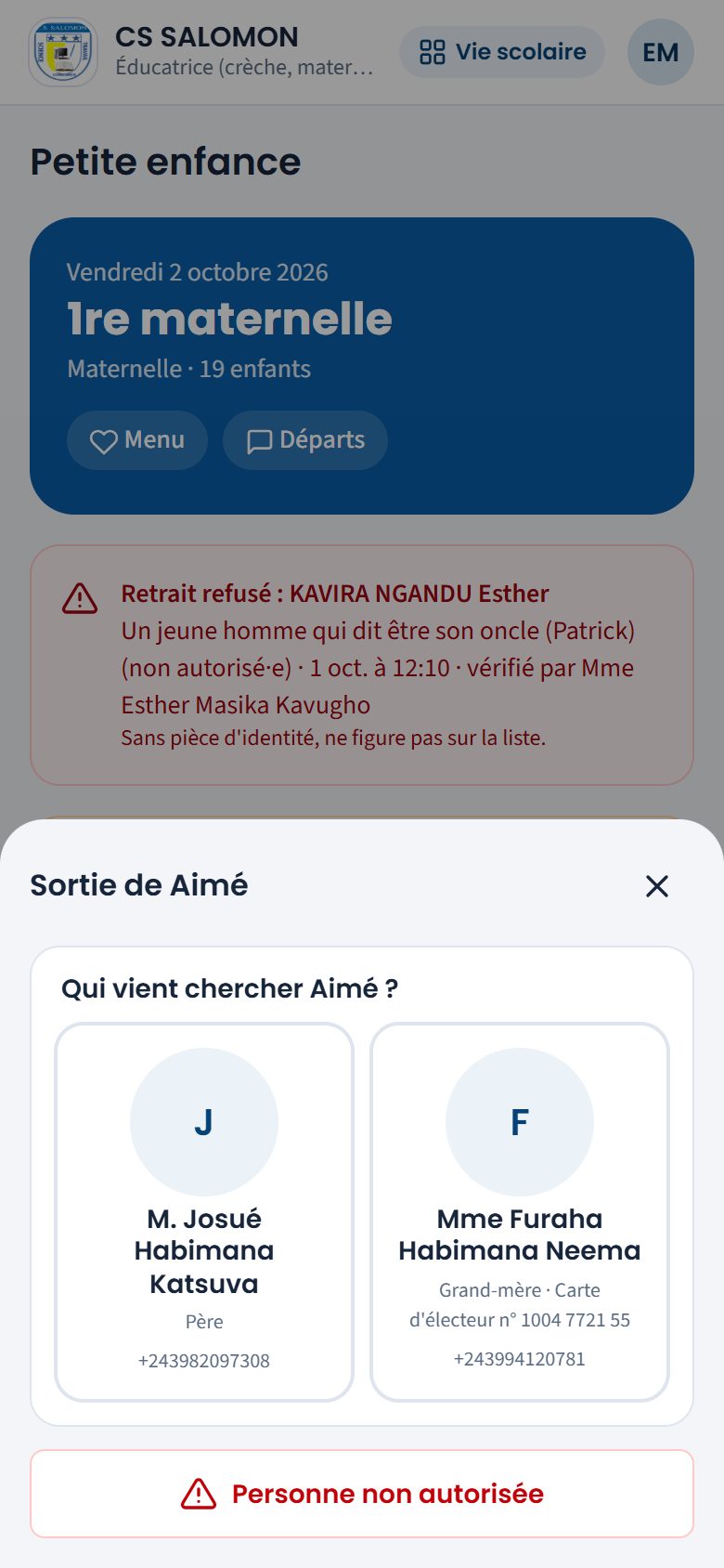 Sortie d'un enfant (téléphone)