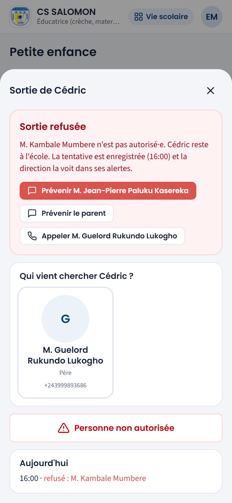 Sortie refusée (téléphone)