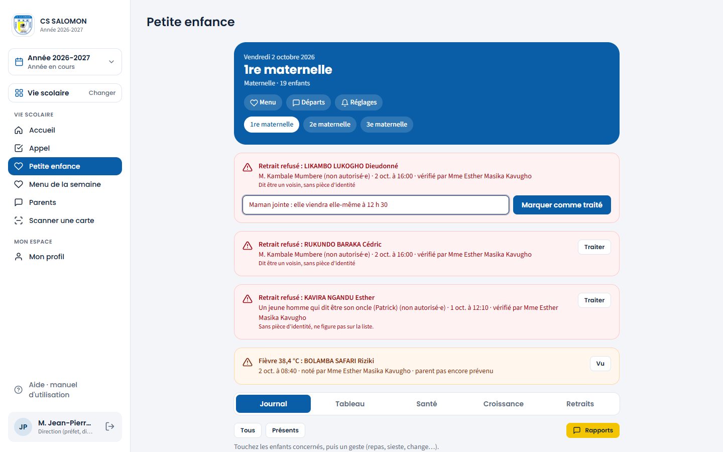 Traitement d'une alerte de retrait (ordinateur)