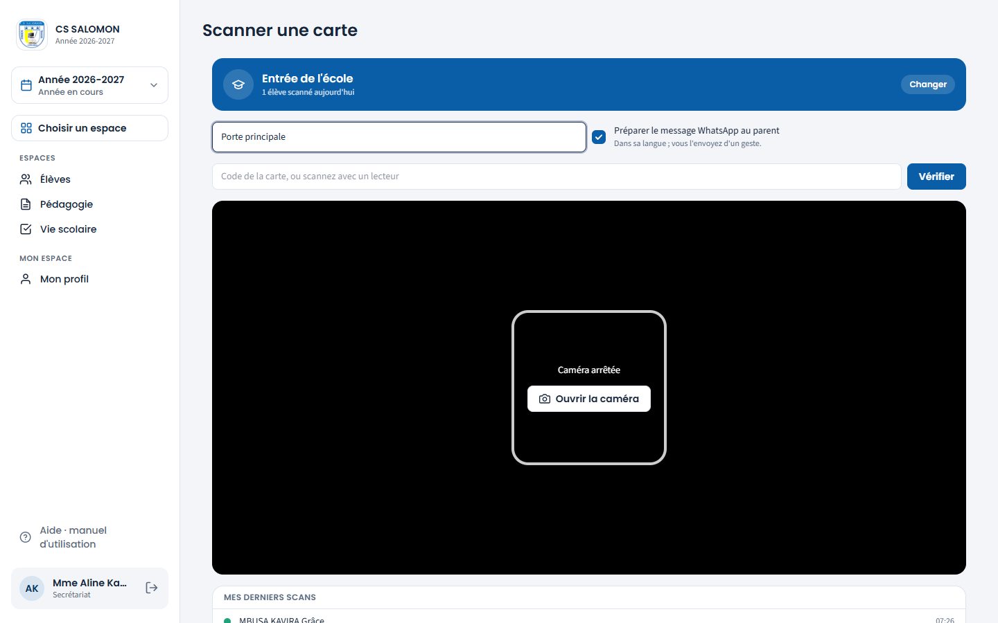 Réglage du poste Entrée de l'école (ordinateur)
