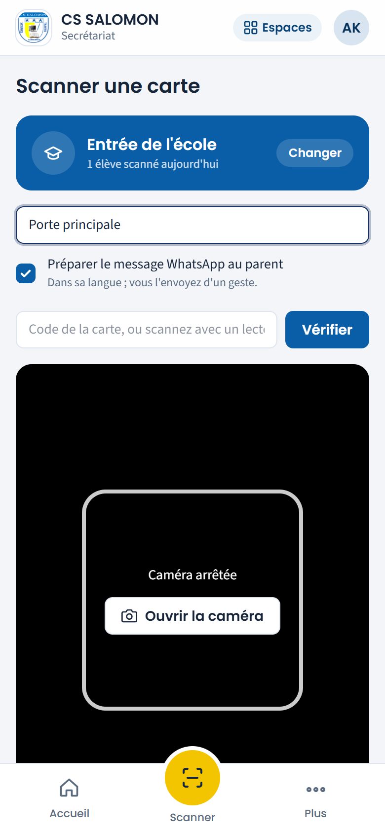 Réglage du poste Entrée de l'école (téléphone)